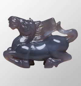 Chinese Natural Agate Carved Horse Statue