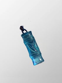 Beautiful Natural Aquamarine Carved Fortune Bamboo Pendant