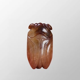 Vintage Chinese Hetian Jade Carved Fortune Cicada Pendant