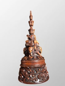 Vintage Chinese Boxwood Wood Carved Samantabhadra Statue