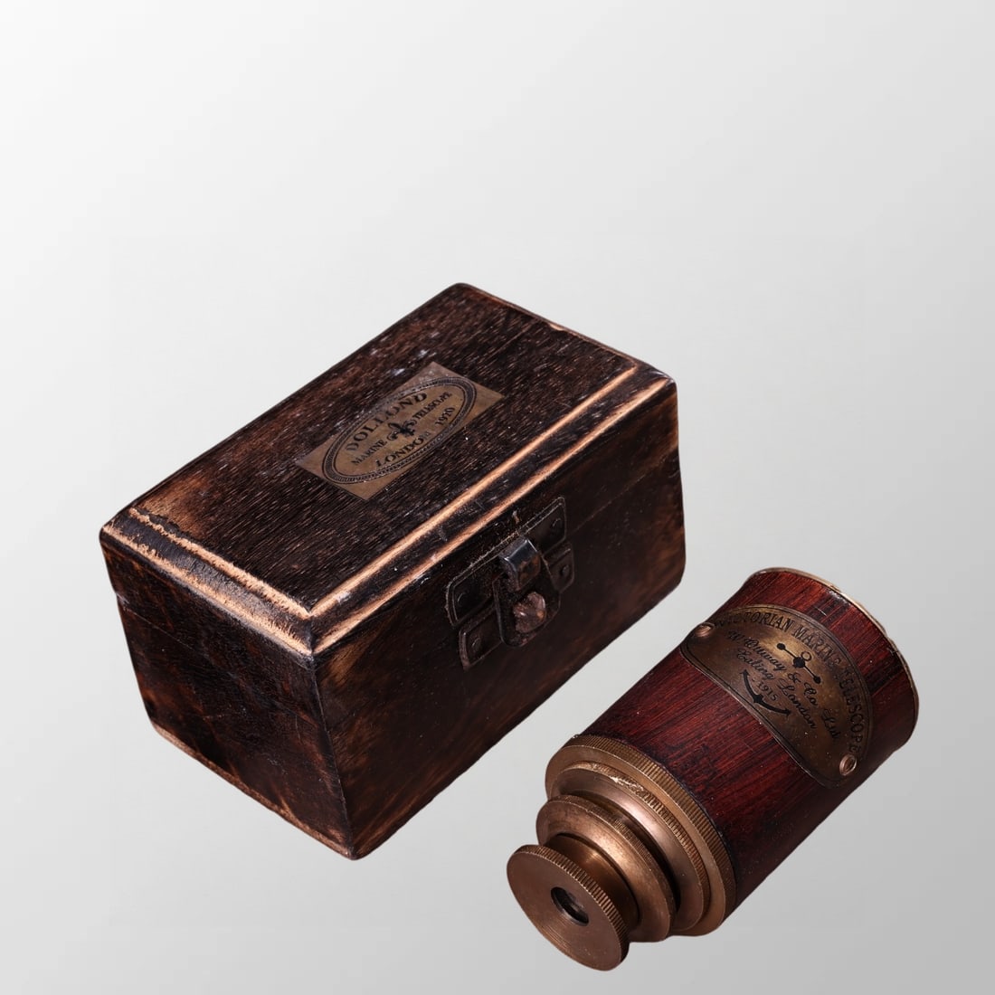 Exquisite Vintage Brass Monocular Telescope w Box (1 of 10)