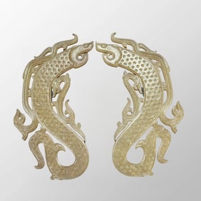 A Pair Vintage Chinese Hetian Jade Fortune Dragon Jade Bi