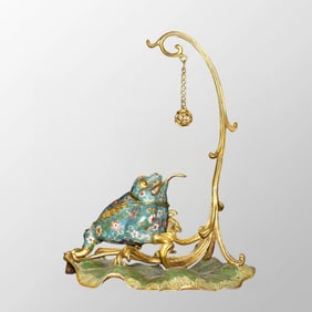 Old Chinese Bronze Cloisonne Fortune Toad Incense Burner