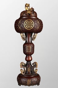 Vintage Chinese Gilt Gold Copper Fortune Beast Incense Burner