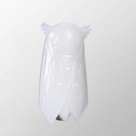 Chinese Natural White Hetian Jade Carved Fortune Cicada Pendant