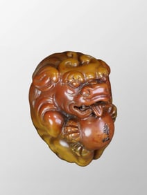 Vintage Chinese Shoushan Stone Carved Fortune Lion Statue