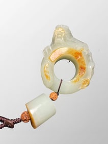 Inside Diameter 22MM Chinese Hetian Jade Carved Fortune Dragon Thumb Ring