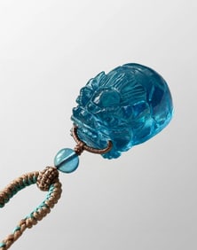 Beautiful Natural Aquamarine Carved Dragon Turtle Pendant