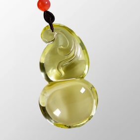 Natural Yellow Crystal Carved Gourd Pendant