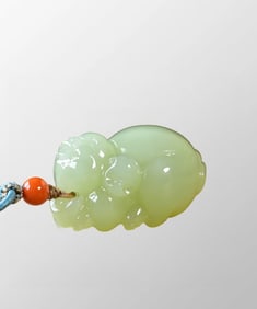 Chinese Natural Hetian Jade Carved Fortune Pig Pendant