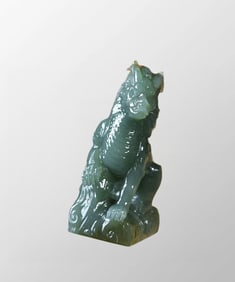 Old Chinese Hetian Jade Carved Fortune Kylin Seal