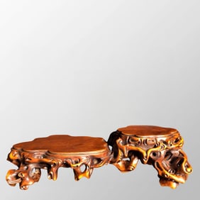 Openwork Vintage Chinese Boxwood Wood Base