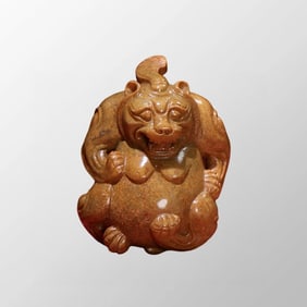 Vintage Chinese Hetian Jade Carved Bear Statue