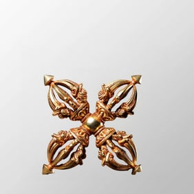 Vintage Buddhist Gilt Gold Copper Pestle XiangMo Statue