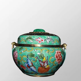 Chinese Gilt Edge Copper Enamel Handwarmer