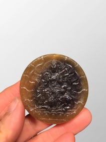 Vintage Ox Horn Low Relief Kwan-yin Pendant