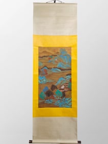 Chinese Watercolour On Silk Mountain River Scene Design Painting - Dong Qi Chang?1555—1636?