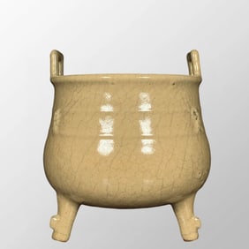 Chinese Ge Kiln 3 Legs Double Ears Porcelain Incense Burner