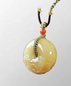 Superb Chinese Natural Hetian Jade Flower Pendant