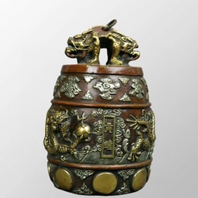 Vintage Chinese Gilt Gold Copper Fortune Dragon Bell