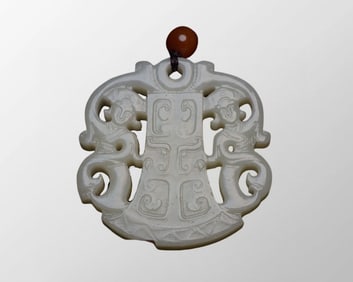 Openwork Chinese Natural Hetian Jade Carved Figure Pendant