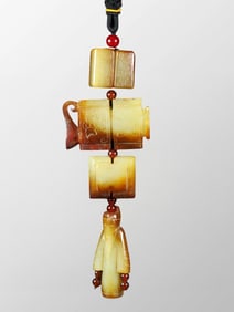 Vintage Chinese Hetian Jade Carved Figure Pendant