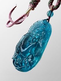 Beautiful Natural Aquamarine Carved Phoenix Pendant