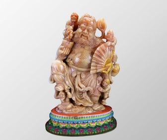 Superb Chinese Shoushan Furong Stone Carved Heavenly Ghostcatcher Statue