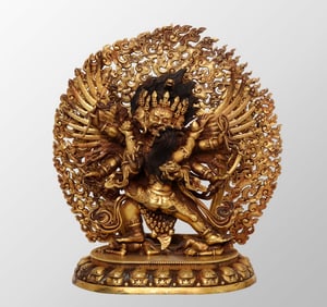 Old Tibetan Buddhism Gilt Gold Bronze Buddha Statue