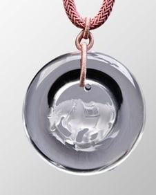 Beautiful Chinese Natural White Crystal Carved Fortune Horse Pendant