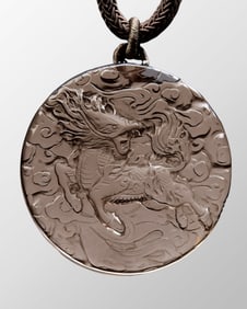 Beautiful Chinese Natural Crystal Carved Fortune Kylin Design Pendant