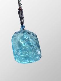 Beautiful Natural Aquamarine Carved Manjushri Bodhisattva Pendant