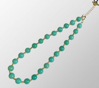 High Quality Chinese Natural Turquoise Beads & 18k Gold Ornament Bracelet