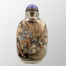 Old Chinese Peking Glass Inside Painting Figure Design Snuff Bottle