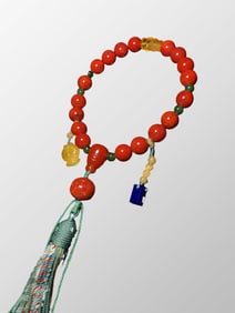 Beautiful Natural Beeswax & Nanhong Agate Beads Bracelet