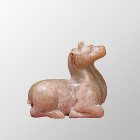 Vintage Chinese Hetian Jade Carved Fortune Deer Statue