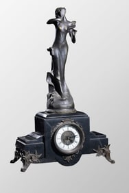 Nineteenth Century British Bronze Figure Clock
