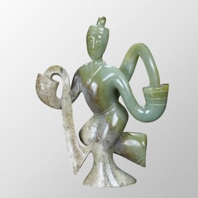 Vintage Chinese Hetian Jade Carved Figure Statue