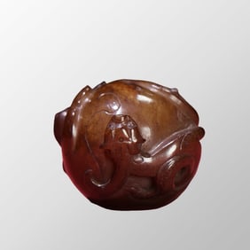 Old Chinese Hetian Jade High Relief Chi Dragon Pendant