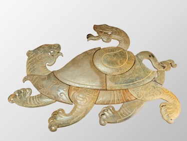 A Set Superb Vintage Chinese Hetian Jade Divine Beast Statue