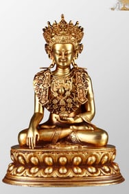 Tibetan Buddhism Gilt Gold Bronze Buddha Statue