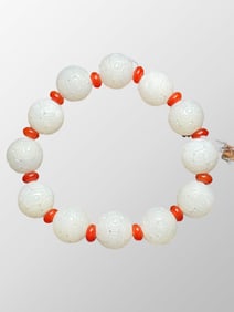 18MM Bead Chinese Natural Hetian Jade Beads Bracelet