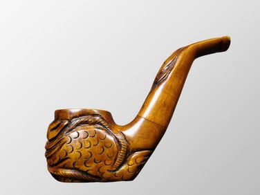 Chinese Huali Wood Dragon Head Tobacco Pipe
