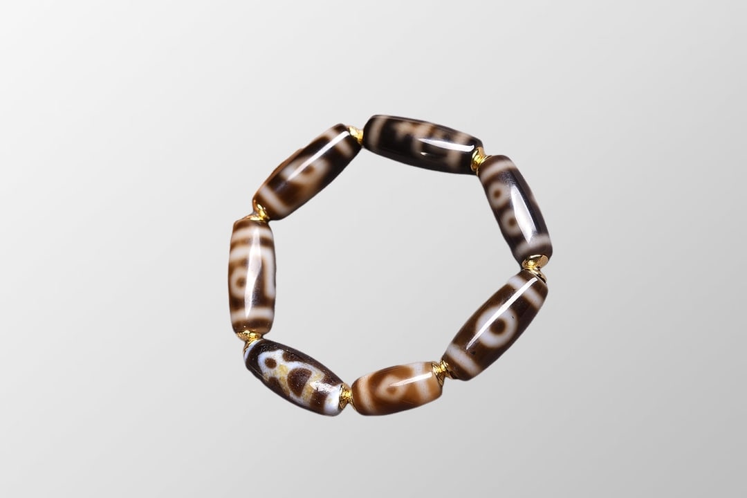Old Tibetan Three Eyes DZI Agate Beads Bracelet (1 of 7)