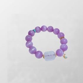 Beautiful Natural Purple Cat's Eye Beads Prayer Bracelet