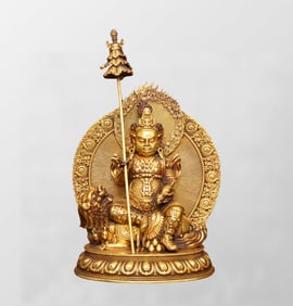 Old Tibetan Buddhism Gilt Gold Bronze Yellow Jambhala Statue