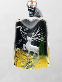 Beautiful Chinese Crystal Inner Carving Fortune Deer Pendant