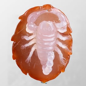 Chinese Natural Agate Carved Scorpion Pendant