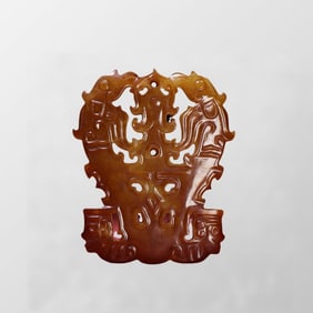 Openwork Vintage Chinese Hetian Jade Carved Divine Bird Pendant