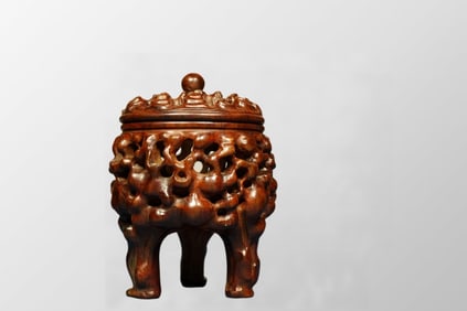 Vintage Chinese Boxwood Wood Incense Burner